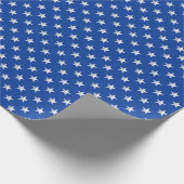 Star Spangled Silver Stars On Navy Blue Americana Cadeaupapier (Hoek)