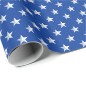 Star Spangled Silver Stars On Navy Blue Americana Cadeaupapier (Rol Hoek)