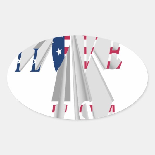Star-Spangled Statement: Graphic I Love USA Design Ovale Sticker (Voorkant)