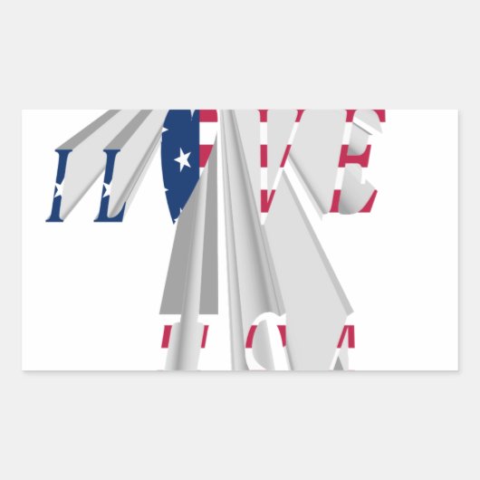Star-Spangled Statement: Graphic I Love USA Design Rechthoekige Sticker (Voorkant)