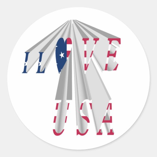 Star-Spangled Statement: Graphic I Love USA Design Ronde Sticker (Voorkant)