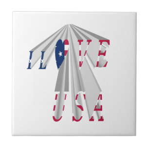 Star-Spangled Statement: Graphic I Love USA Design Tegeltje
