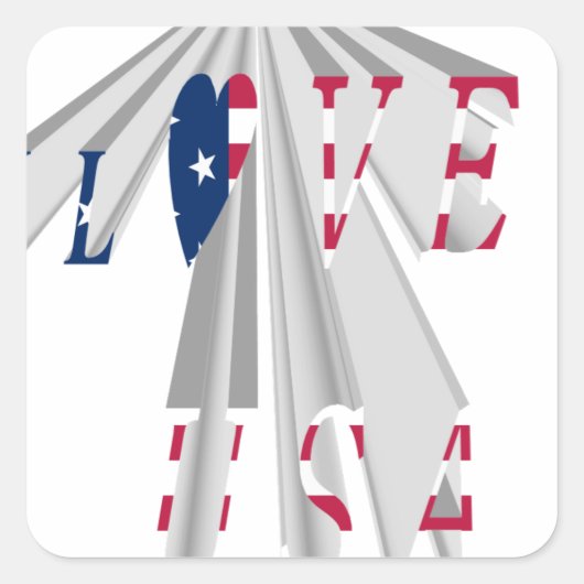 Star-Spangled Statement: Graphic I Love USA Design Vierkante Sticker (Voorkant)