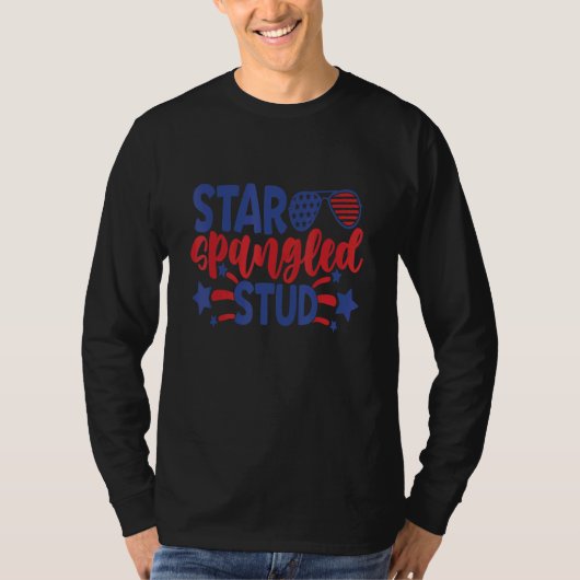 Star Spangled Stud 4 juli patriottisch T-shirt (Voorkant)