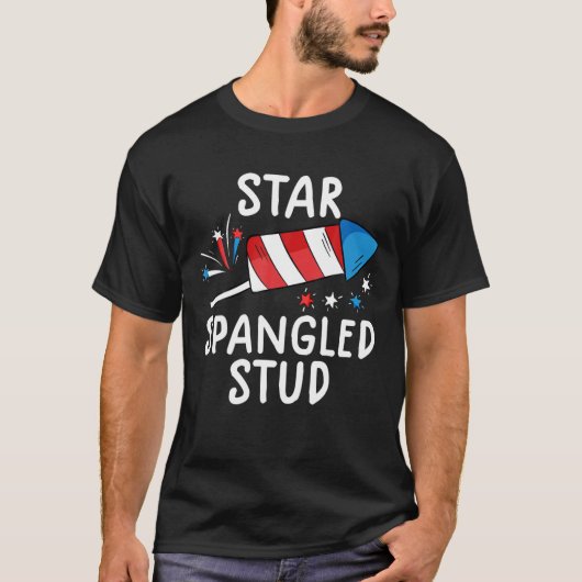 Star Spangled Stud T Funny 4e juli s voor kinderen T-shirt (Voorkant)
