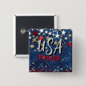 Star Spangled USA Trots Vierkante Button 5,1 Cm (Voorkant /achterkant)