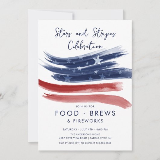 Star-Spangled Viering 4 juli Uitnodiging (Voorkant)