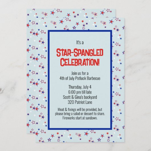 Star-Spangled Viering Patriottische Partij Kaart (Voorkant / Achterkant)