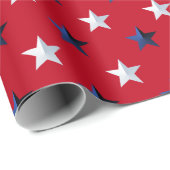 Star Spangled White Blue Red Big Stars Americana Cadeaupapier (Rol Hoek)