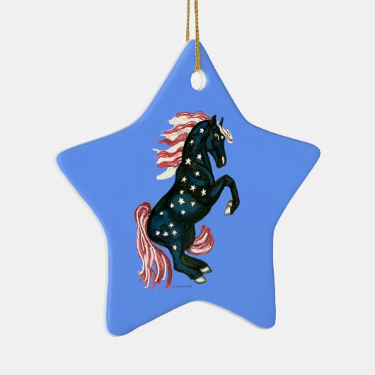 Star Spangled Wild Mustang Horse - Star Ornament (Rechts)