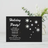 Star Sparkle Black Holiday Party Kaart (Staand voorkant)