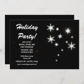 Star Sparkle Black Holiday Party Kaart (Voorkant / Achterkant)