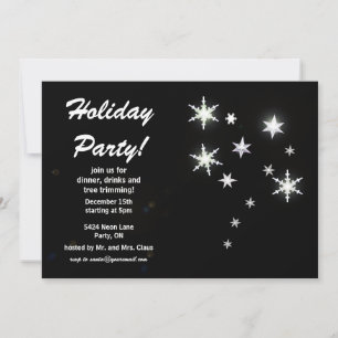 Star Sparkle Black Holiday Party Kaart