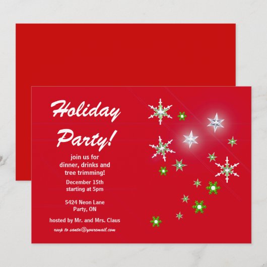 Star Sparkle Red feestdag Kaart (Voorkant / Achterkant)