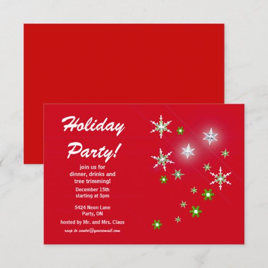 Star Sparkle Red Holiday Kaart (Voorkant / Achterkant)