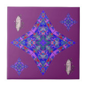 Star Spiritueel Mandala Paars Pink Crystals Mozaic Tegeltje (Voorkant)