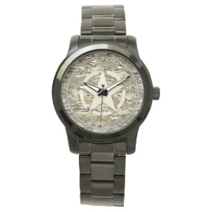 Star Stencil  Camouflage Decor Horloge