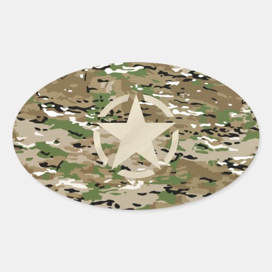 Star Stencil  Camouflage Decor Ovale Sticker (Voorkant)