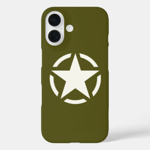 Star Stencil Classic on Khaki Green iPhone 16 Hoesje