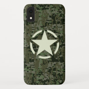 Star Stencil  Decal Green Camouflage iPhone XR Hoesje