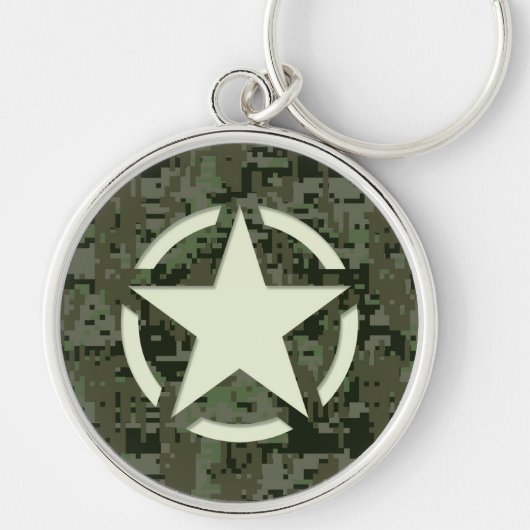 Star Stencil  Decal Green Camouflage Sleutelhanger (Voorkant)