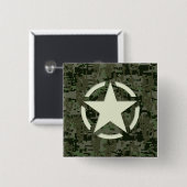 Star Stencil  Decal Green Camouflage Vierkante Button 5,1 Cm (Voorkant /achterkant)