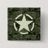 Star Stencil Decal Green Camouflage Vierkante Button 5,1 Cm (Voorkant)