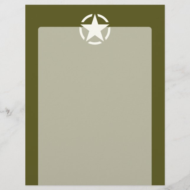 Star Stencil  Decal on Kaki Green (Voorkant)
