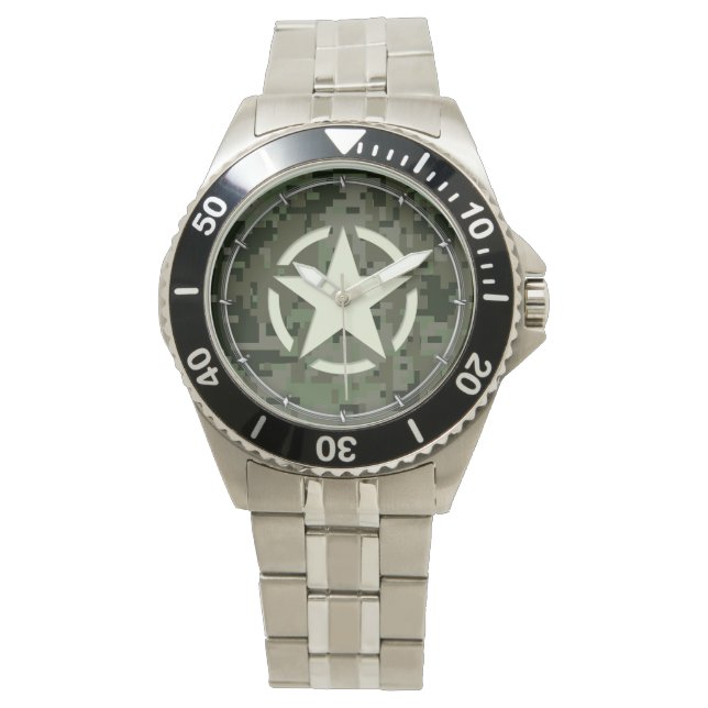 Star Stencil Digital Woodland Horloge (Voorkant)