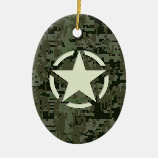 Star Stencil Digital Woodland Keramisch Ornament (Voorkant)