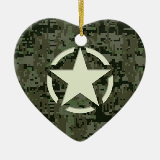 Star Stencil Digital Woodland Keramisch Ornament (Voorkant)
