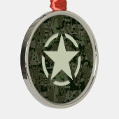 Star Stencil Digital Woodland Metalen Ornament (Rechts)