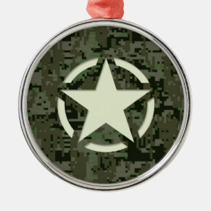 Star Stencil Digital Woodland Metalen Ornament