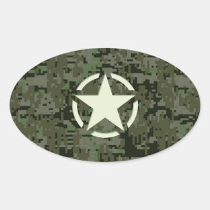 Star Stencil Digital Woodland Ovale Sticker