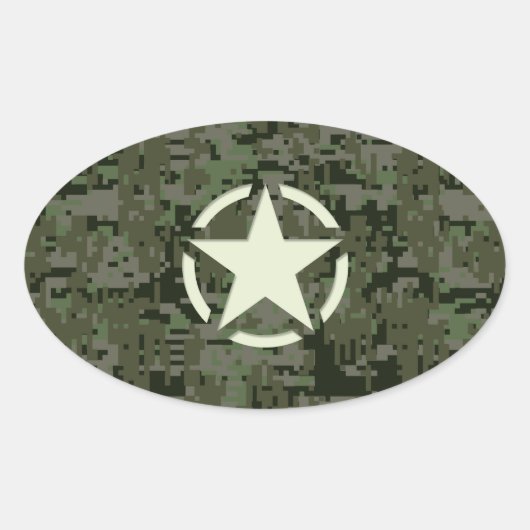Star Stencil Digital Woodland Ovale Sticker (Voorkant)