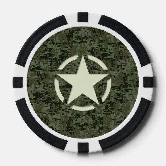 Star Stencil Digital Woodland Poker Chips (Voorkant)