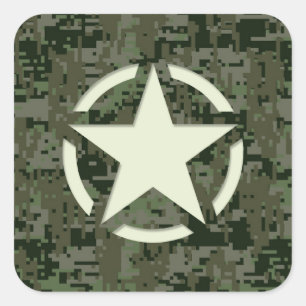 Star Stencil Digital Woodland Vierkante Sticker