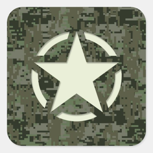 Star Stencil Digital Woodland Vierkante Sticker (Voorkant)