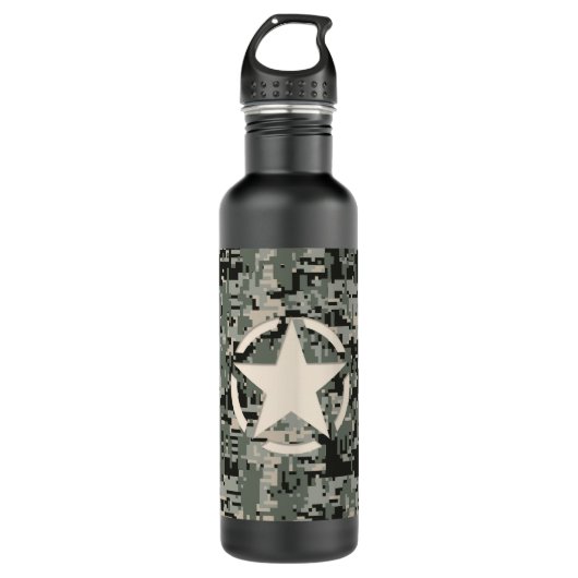 Star Stencil digitale camouflage stijl Waterfles (Voorkant)