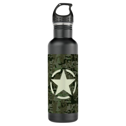 Star Stencil  digitale camouflage stijl Waterfles (Voorkant)