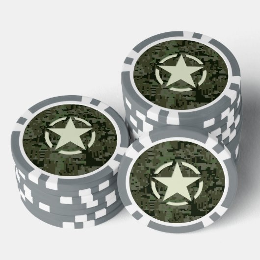 Star Stencil  Graphic Digitale Camo Stijl Poker Chips (Opstapeling)