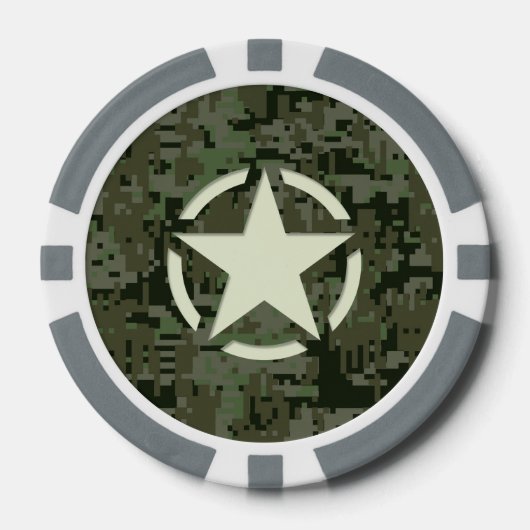 Star Stencil Graphic Digitale Camo Stijl Poker Chips (Voorkant)