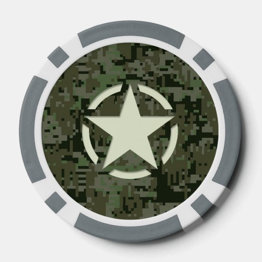 Star Stencil  Graphic Digitale Camo Stijl Poker Chips (Achterkant)