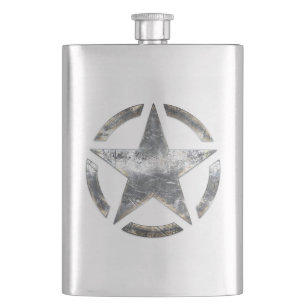 Star Stencil  in zilverstalen stijl Heupfles