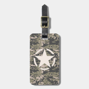 Star Stencil Label Digital Khaki Style Bagagelabel