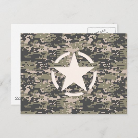 Star Stencil  Label Digital Khaki Style Briefkaart (Voorkant / Achterkant)