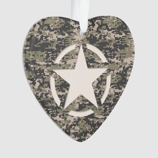 Star Stencil  Label Digital Khaki Style Ornament (voorkant)