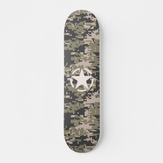 Star Stencil Label Digital Khaki Style Persoonlijk Skateboard (Voorkant)