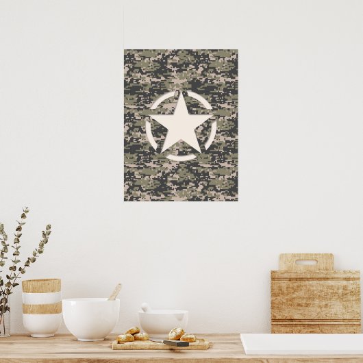Star Stencil  Label Digital Khaki Style Poster (Keuken)