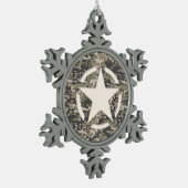 Star Stencil  Label Digital Khaki Style Tin Sneeuwvlok Ornament (Links)